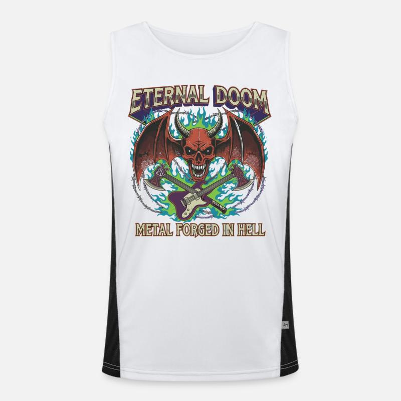 Eternal Doom Hell Metal Artwork Men's Functional Contrast Tank Top 