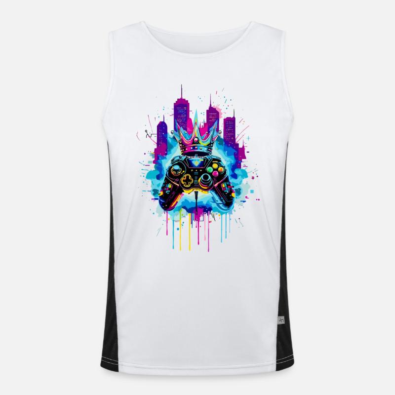 Gaming King Neon Cyberpunk Controller mit Krone  Funktionelles Kontrast-Tank Top für Männer 