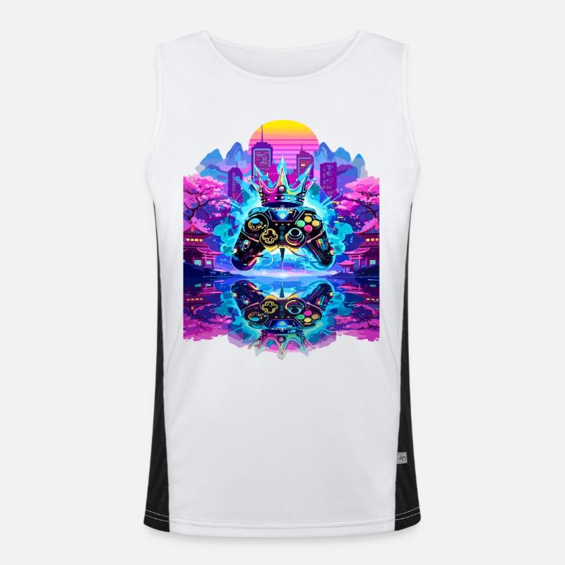 Gaming King Controller with Mirroring - Men's Functional Contrast Tank Top  - white/black