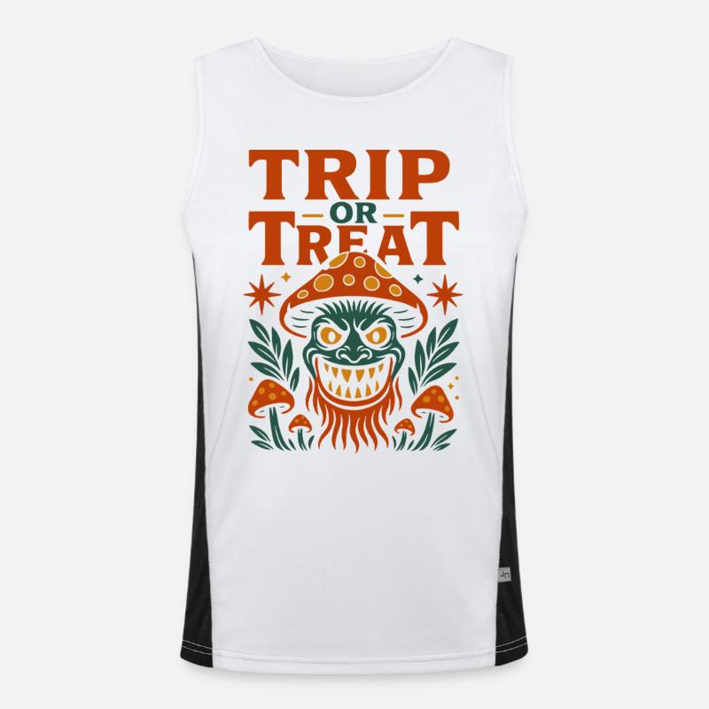 Trip oder Treat Psychedelisches Pilzmonster Funktionelles Kontrast-Tank Top für Männer 