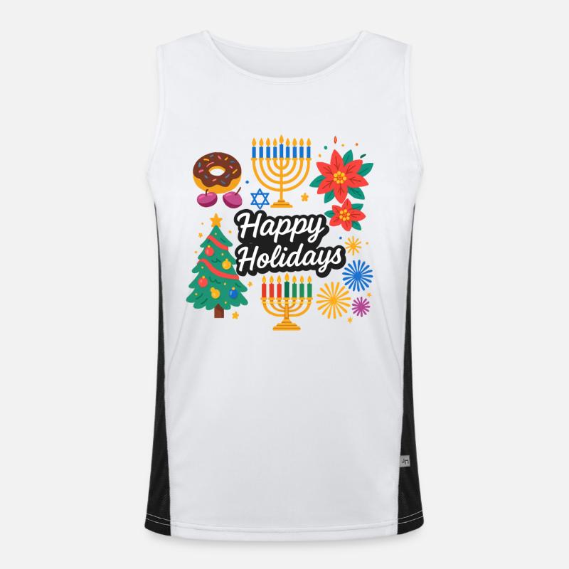 Joyeuses fêtes de Noël et Hanoukka Réveillon du Nouvel An Débardeur respirant contrasté Homme 