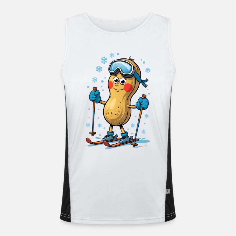 Erdnuss Skifahrer mit Ski Funktionelles Kontrast-Tank Top für Männer 
