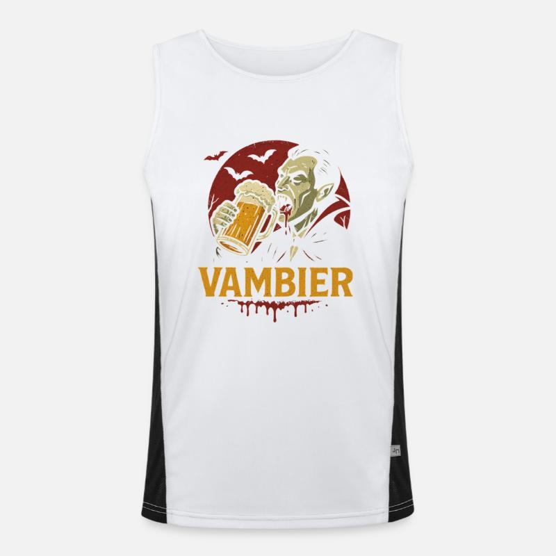 Vampire Drinks Beer Retro Logo Men's Functional Contrast Tank Top 