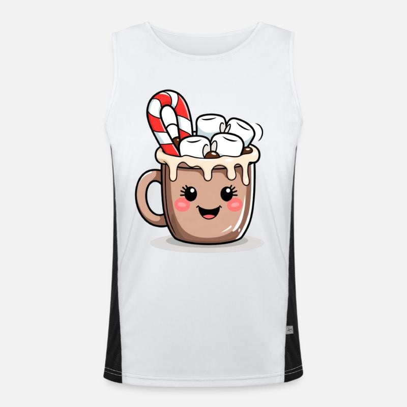 Kuschelig Kakaobecher mit Marshmallows Funktionelles Kontrast-Tank Top für Männer 