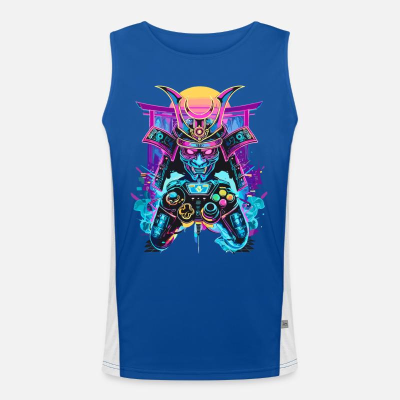 Gaming Controller Samurai Maske Ronin Zocker Motiv Funktionelles Kontrast-Tank Top für Männer 