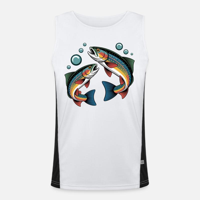 Springende Forellen Funktionelles Kontrast-Tank Top für Männer 