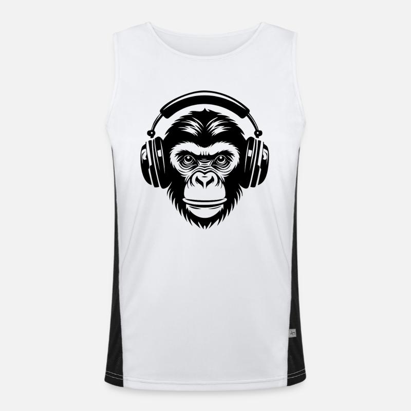 Singe de dessin animé concentré avec casque Chemise Débardeur respirant contrasté Homme 