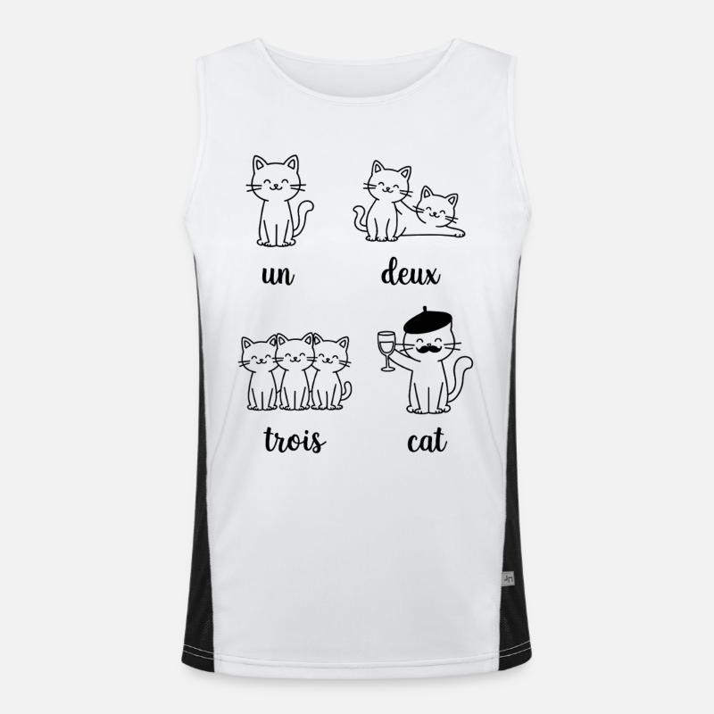 Cat Group Pun Pattern - Men's Functional Contrast Tank Top  - white/black