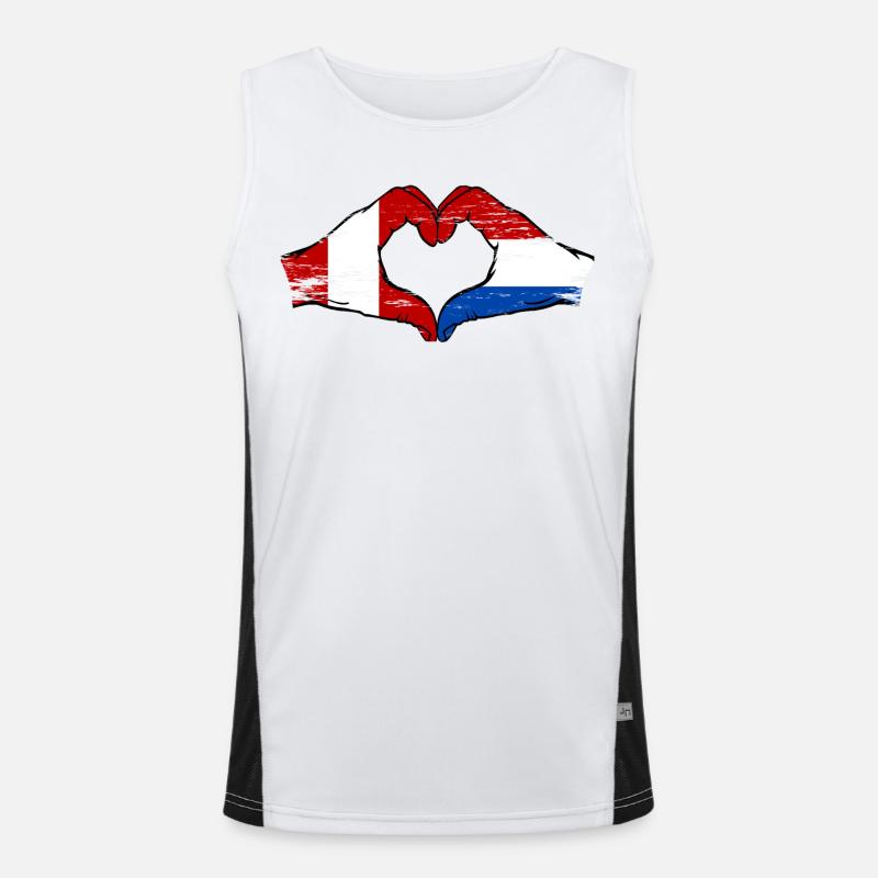 Peru Holland Flag Hands Heart Shape Used Men's Functional Contrast Tank Top 
