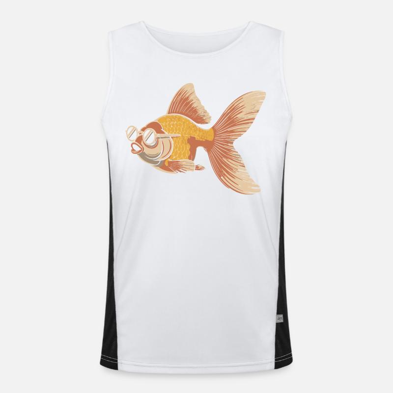 Goldfisch mit Brille Cartoon Funktionelles Kontrast-Tank Top für Männer 