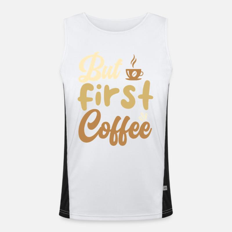 But First Coffee Coffee Motif Men's Functional Contrast Tank Top 