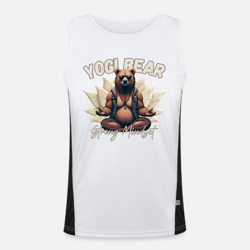 Yogi Bear – Strong Mindset | Spiritueller Bär Funktionelles Kontrast-Tank Top für Männer 