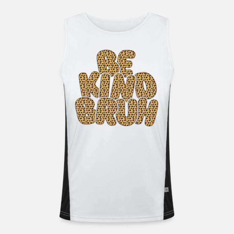 Be Kimbo Brown Leopard Text Men's Functional Contrast Tank Top 