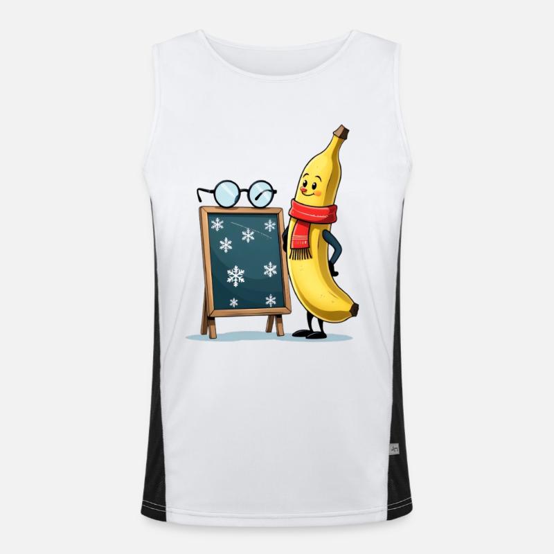 Winter banana with snowflake bar Men's Functional Contrast Tank Top 