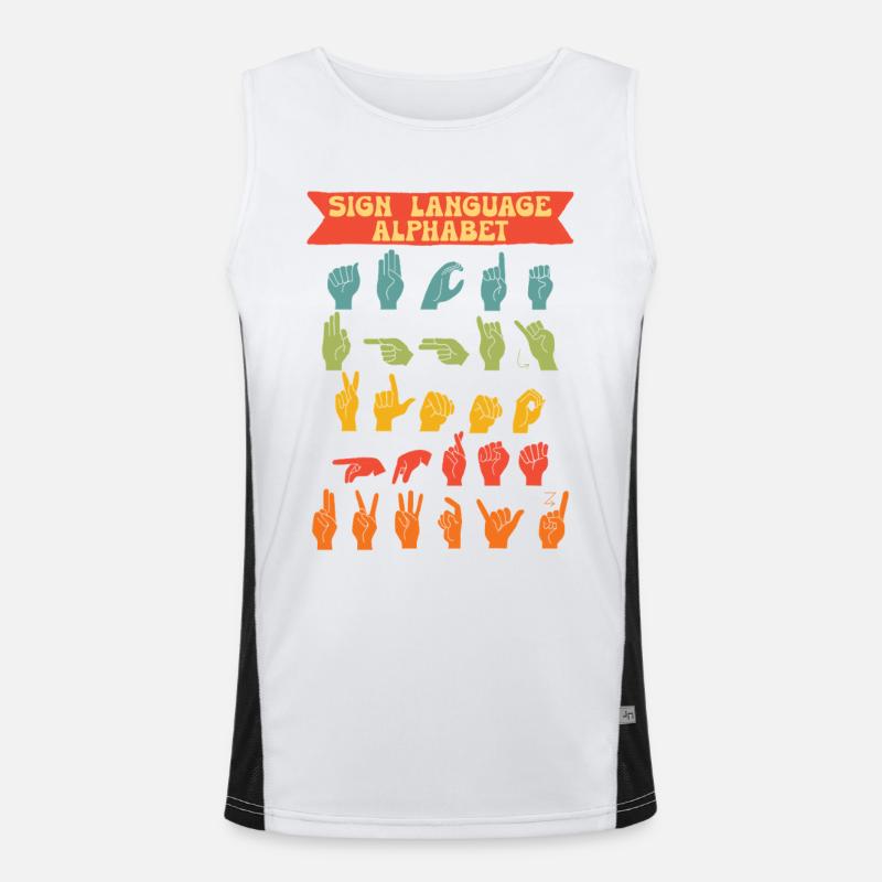ASL Gebärdensprache Sign Language Alphabet Funktionelles Kontrast-Tank Top für Männer 