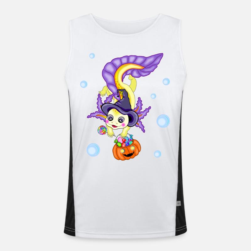Halloween Axolotl Hexe Kürbis Funktionelles Kontrast-Tank Top für Männer 