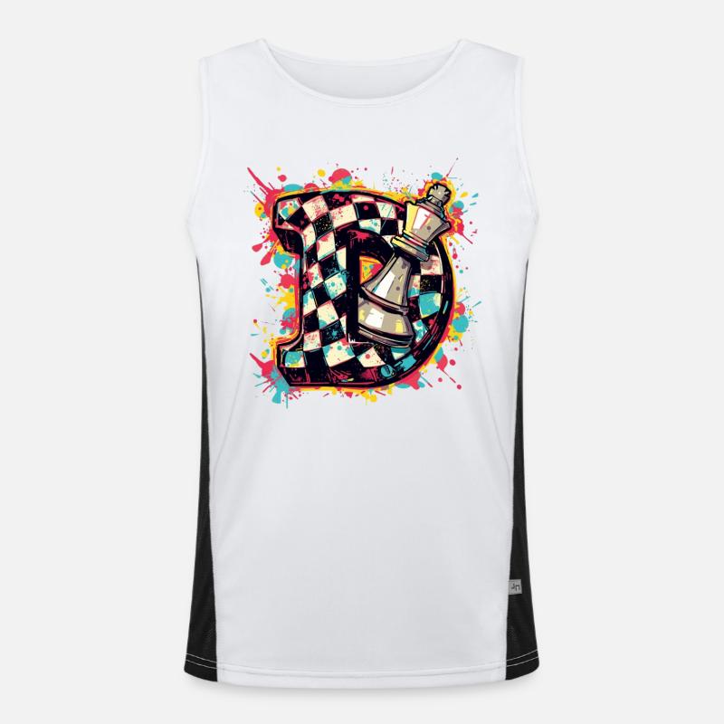 Dame Graffiti Farbexplosion Schachspieler Funktionelles Kontrast-Tank Top für Männer 