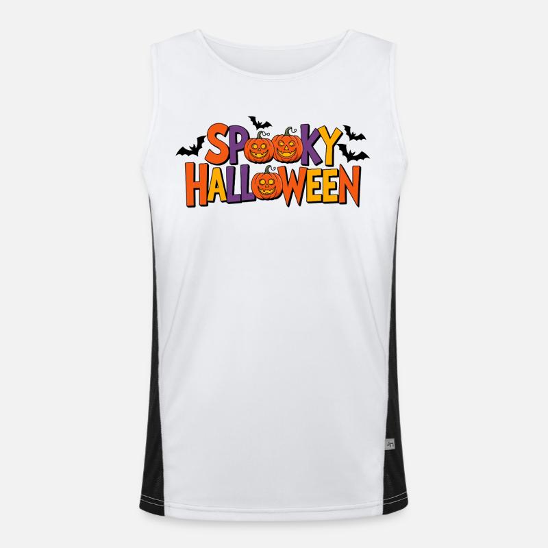 Spooky Halloween Pumpkin Letters Men's Functional Contrast Tank Top 