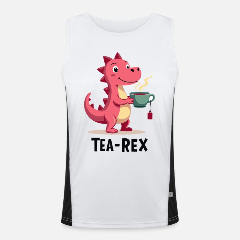 Tea-Rex Dino liebt Tee Funktionelles Kontrast-Tank Top für Männer 