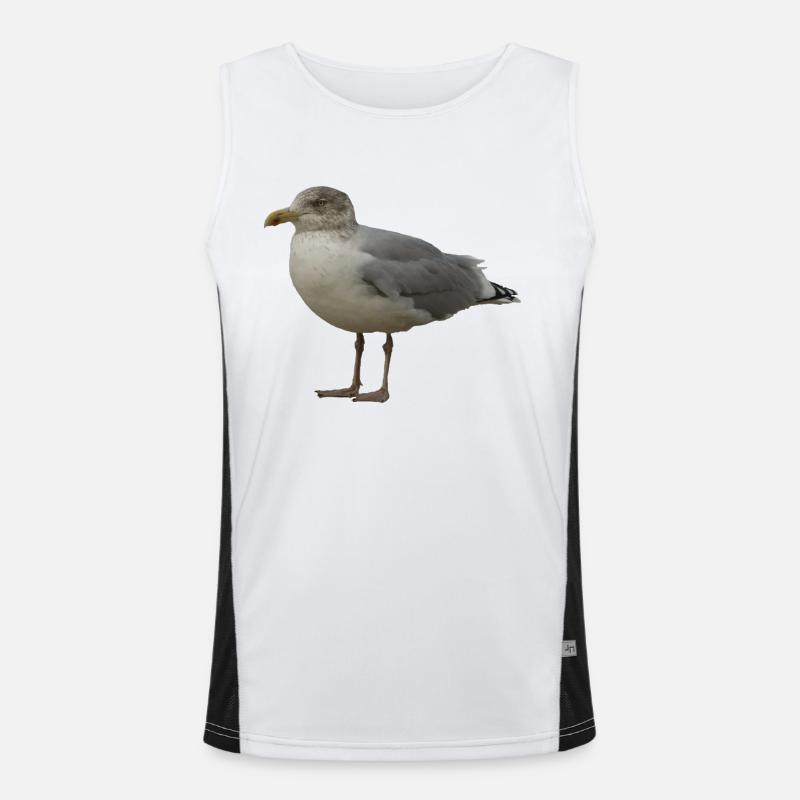 Seemöwe am Strand Illustration Funktionelles Kontrast-Tank Top für Männer 