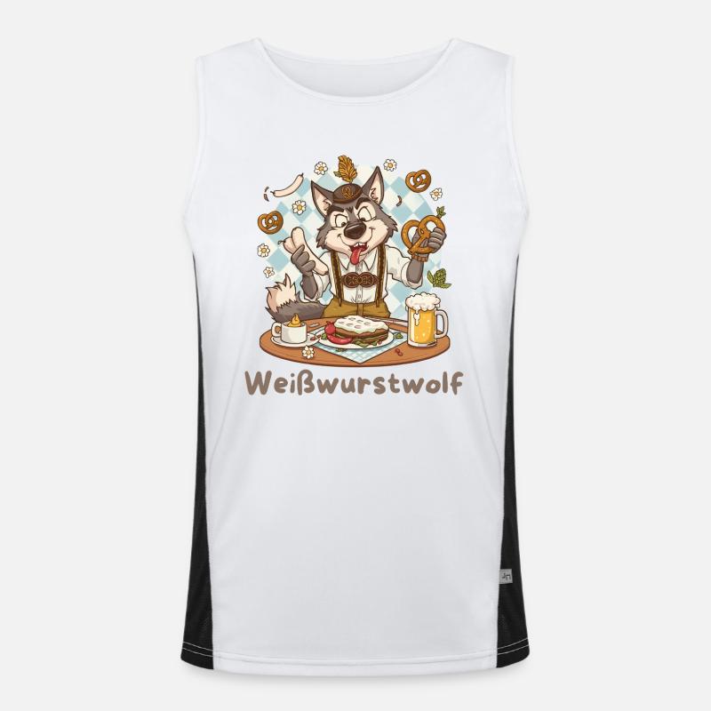 Weißwurstwolf Kochheld Bavarian Funktionelles Kontrast-Tank Top für Männer 