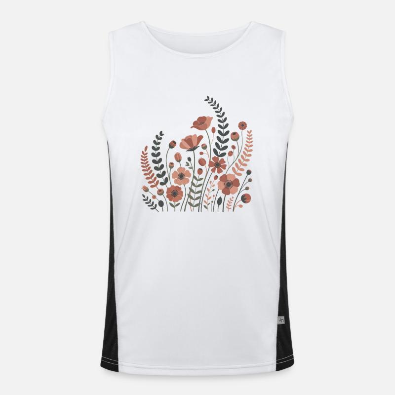Boho Blumen – Blühende Harmonie Funktionelles Kontrast-Tank Top für Männer 