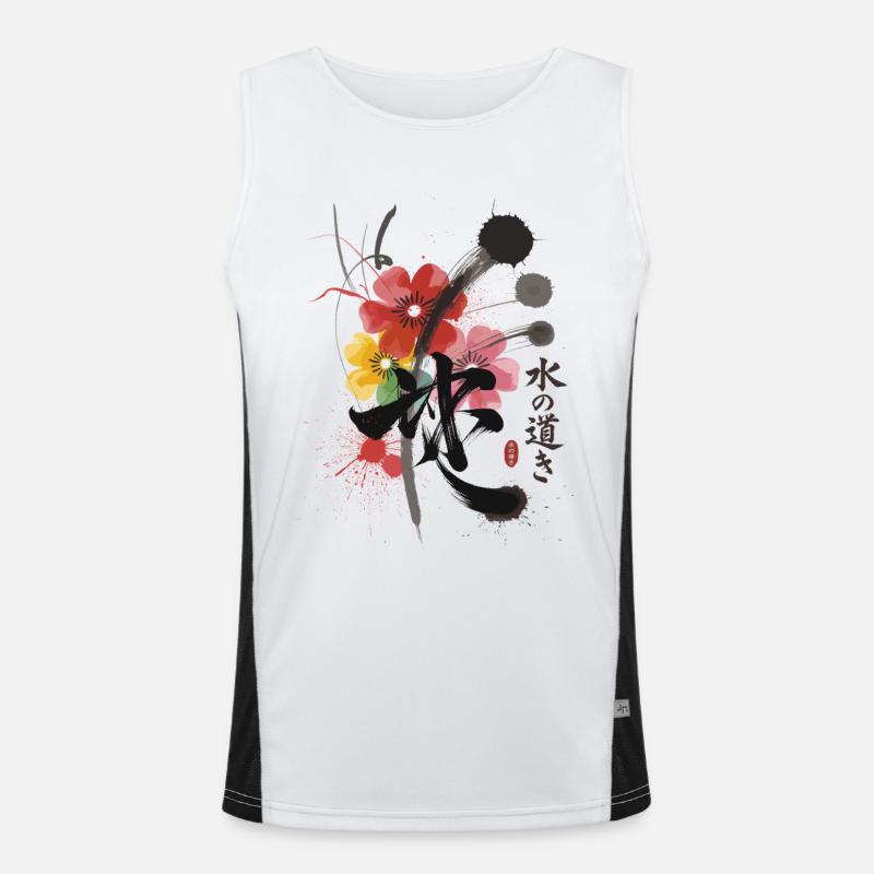Eau Japon Calligraphie Fleurs Débardeur respirant contrasté Homme 