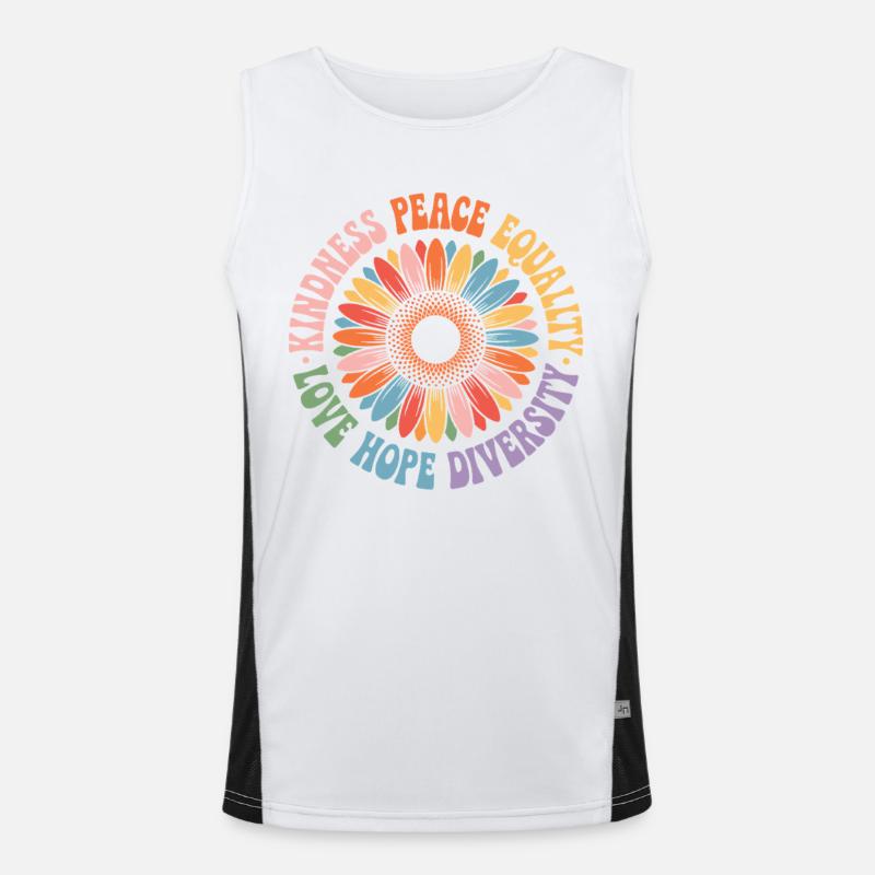 Kindness Peace Equality Love Hope Diversity Funktionelles Kontrast-Tank Top für Männer 