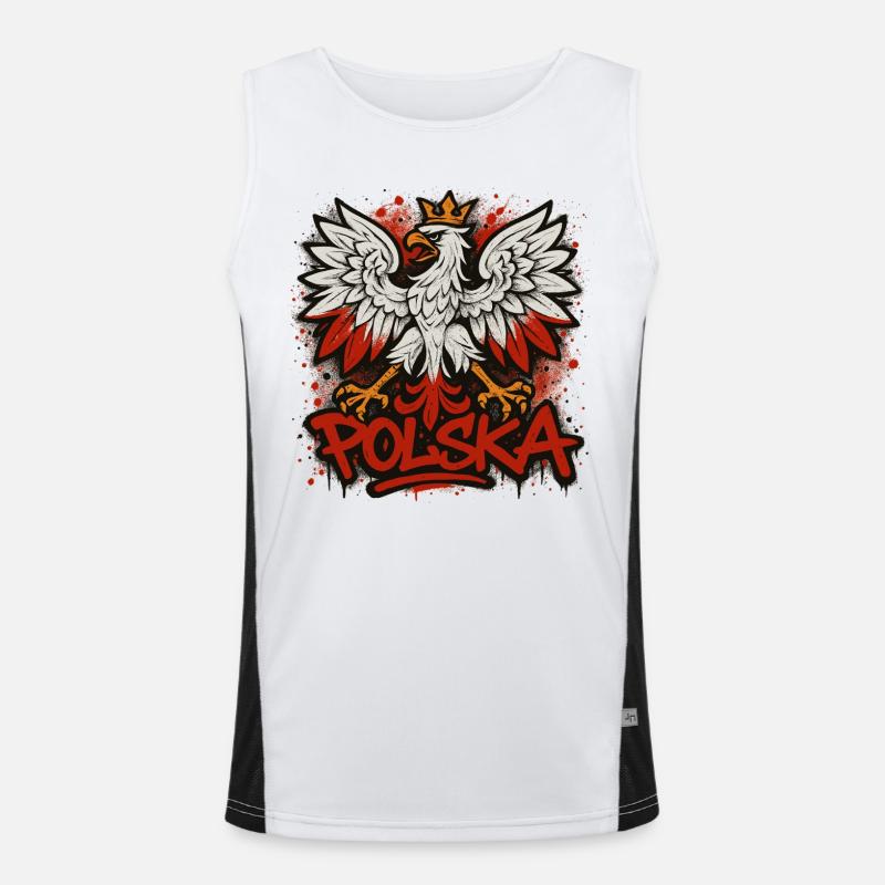 Pologne Polska Aigle Drapeau Graffiti Cadeau Débardeur respirant contrasté Homme 