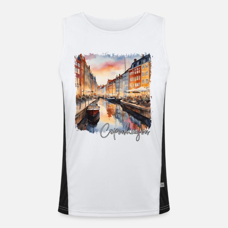 Aquarelle de Copenhague, Copenhague Danemark Débardeur respirant contrasté Homme 