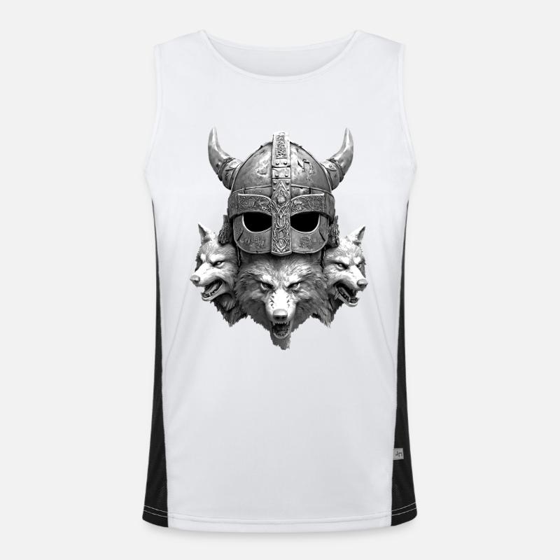 Wikinger Helm Wolf Funktionelles Kontrast-Tank Top für Männer 