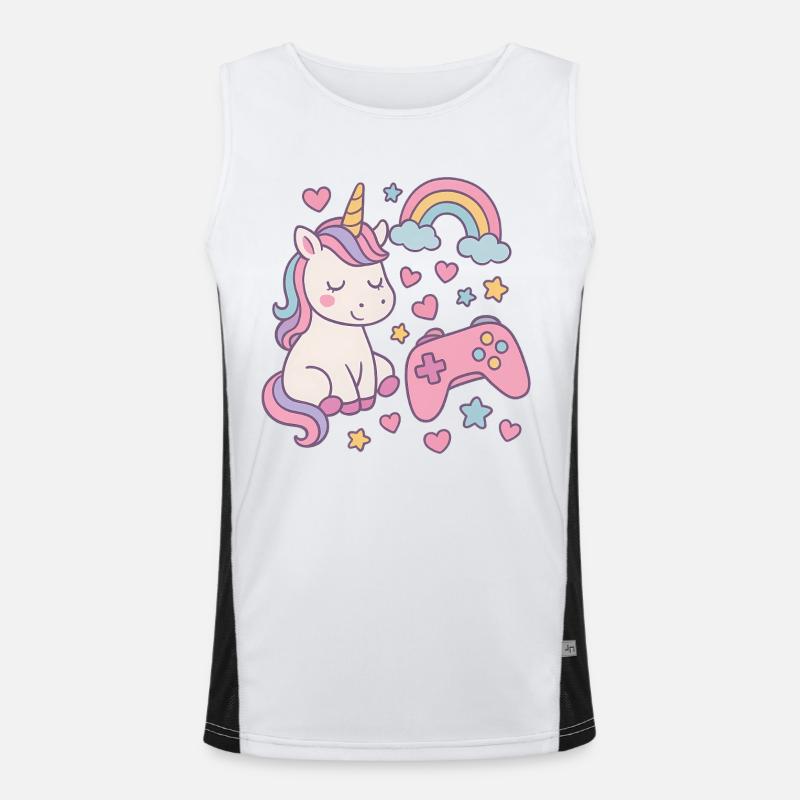 Super süßes Einhorn mit Gaming-Feeling Funktionelles Kontrast-Tank Top für Männer 