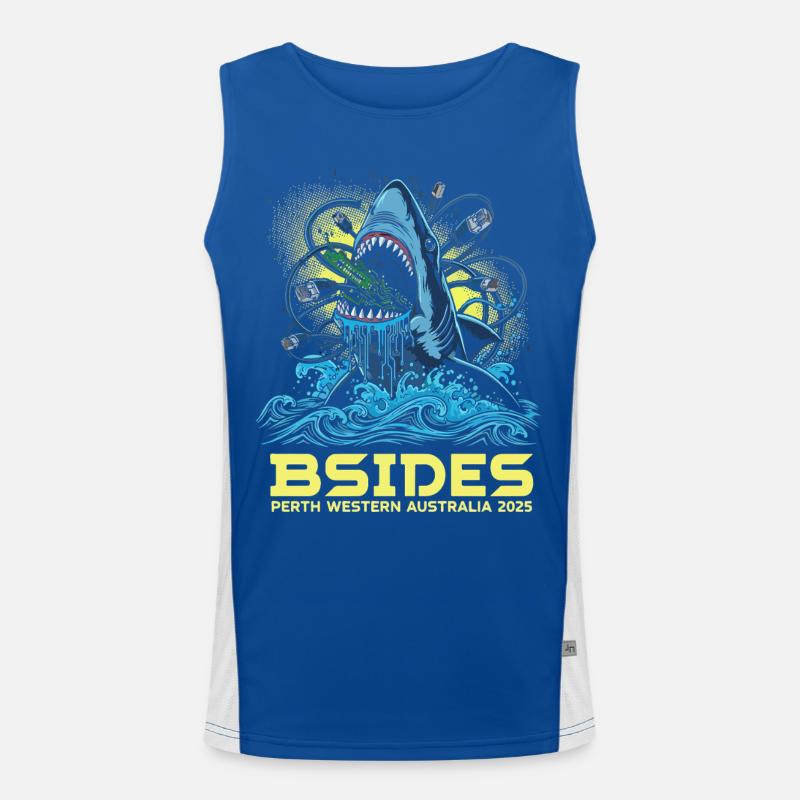 Shark Beat BSIDES Perth 2025 Funktionelles Kontrast-Tank Top für Männer 