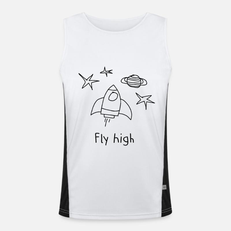 Fly High Rocket Space - Men's Functional Contrast Tank Top  - white/black