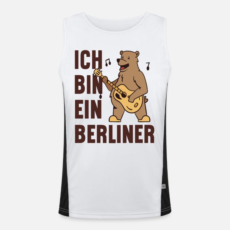 Berlin bear with guitar - I am a Berliner! Men's Functional Contrast Tank Top 