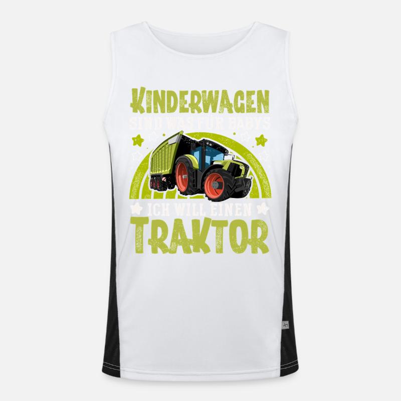 Traktor Kinder Lustiger Spruch Funktionelles Kontrast-Tank Top für Männer 