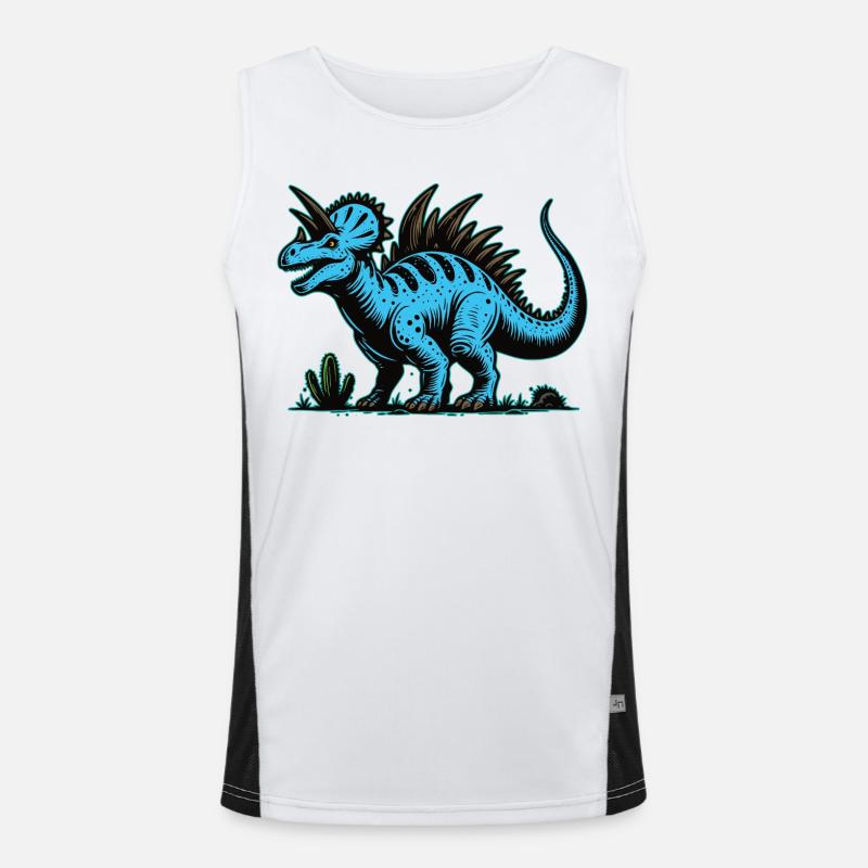 Blauer Mutanten Dinosaurier Design Funktionelles Kontrast-Tank Top für Männer 