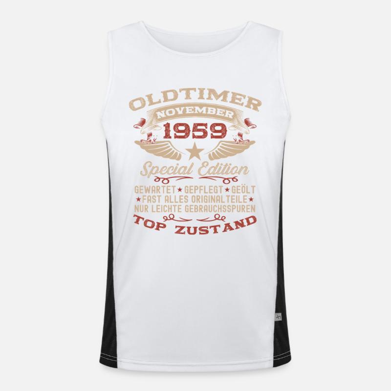 66. Geburtstag Geschenk Oldtimer November 1959 Funktionelles Kontrast-Tank Top für Männer 