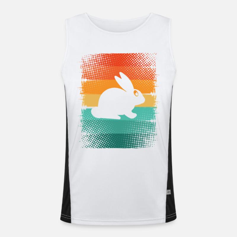 Rabbit silhouette on rainbow ribbons - Men's Functional Contrast Tank Top - white/black