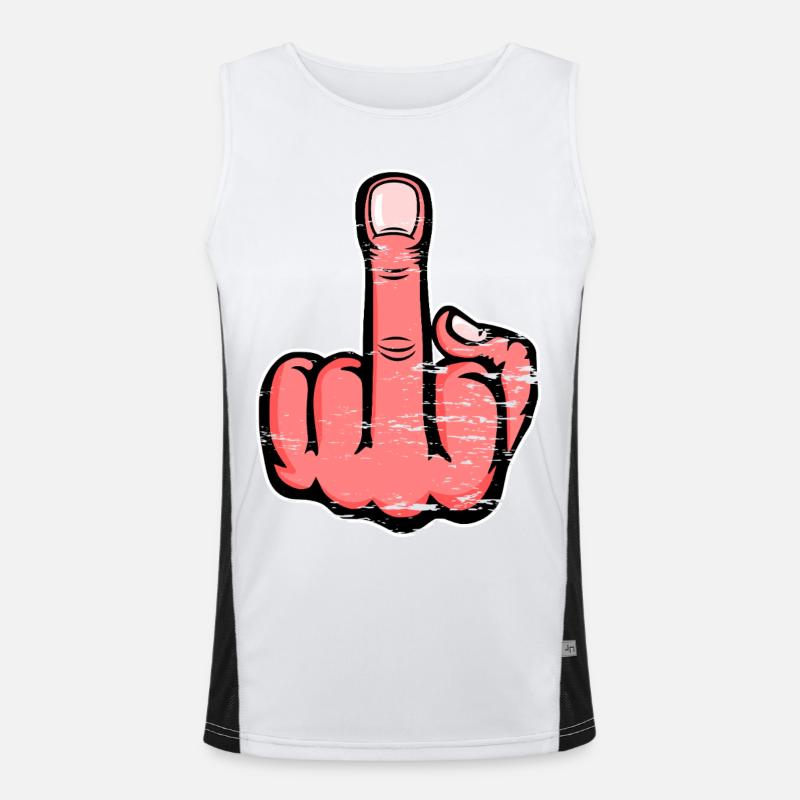 Mittelfinger Stinkefinger Design Pink used Funktionelles Kontrast-Tank Top für Männer 