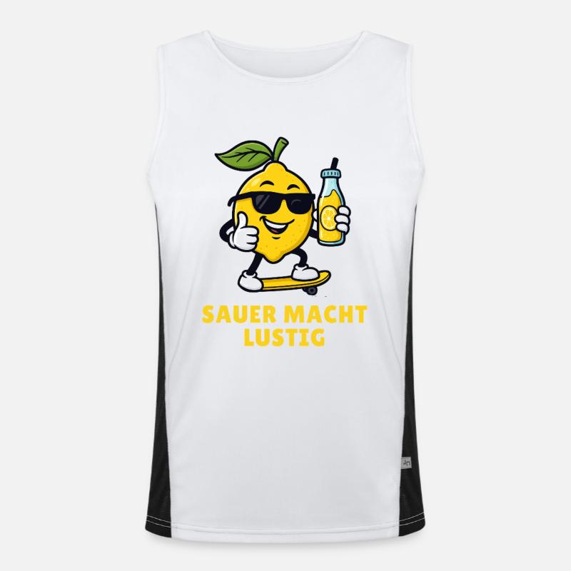 Sour Makes Funny Lemon Fruit Illustrations Men's Functional Contrast Tank Top 