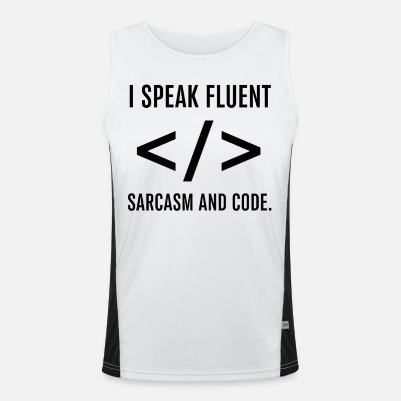 I Speak Fluent Code - Men's Functional Contrast Tank Top  - white/black