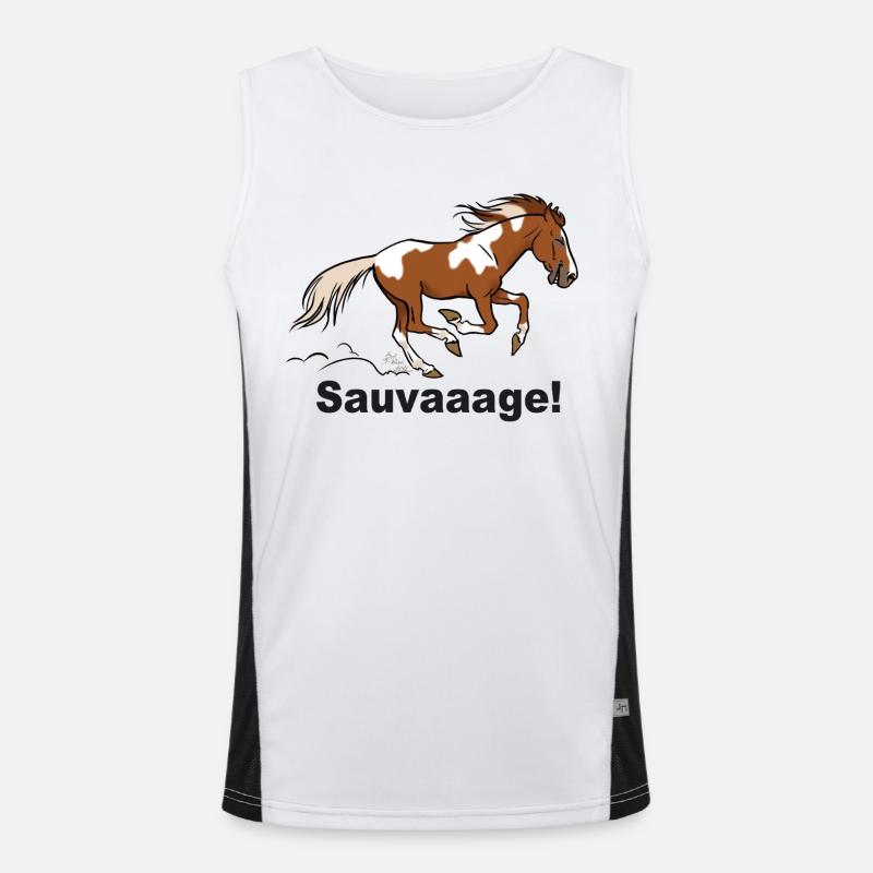 Cheval sauvage pie (pour textiles clairs) Débardeur respirant contrasté Homme 