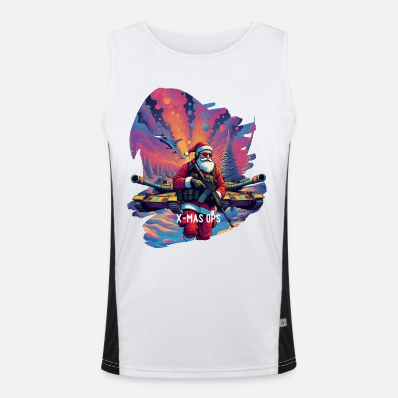 Xmas Ops Special Weihnachtsmann Funktionelles Kontrast-Tank Top für Männer 