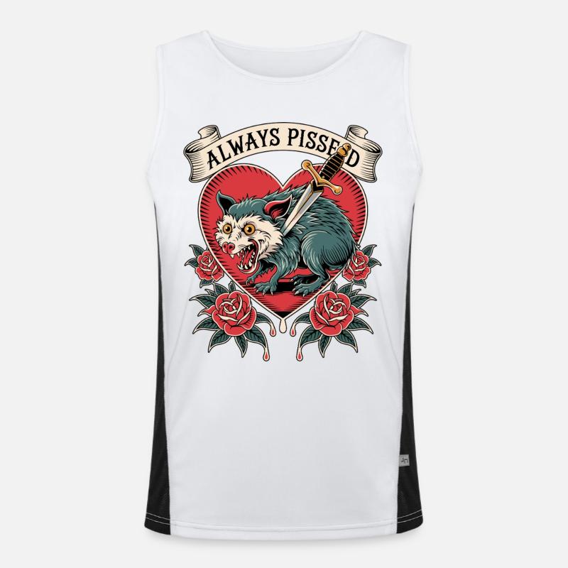 Angry Wolf Heart Tattoo Style Men's Functional Contrast Tank Top 