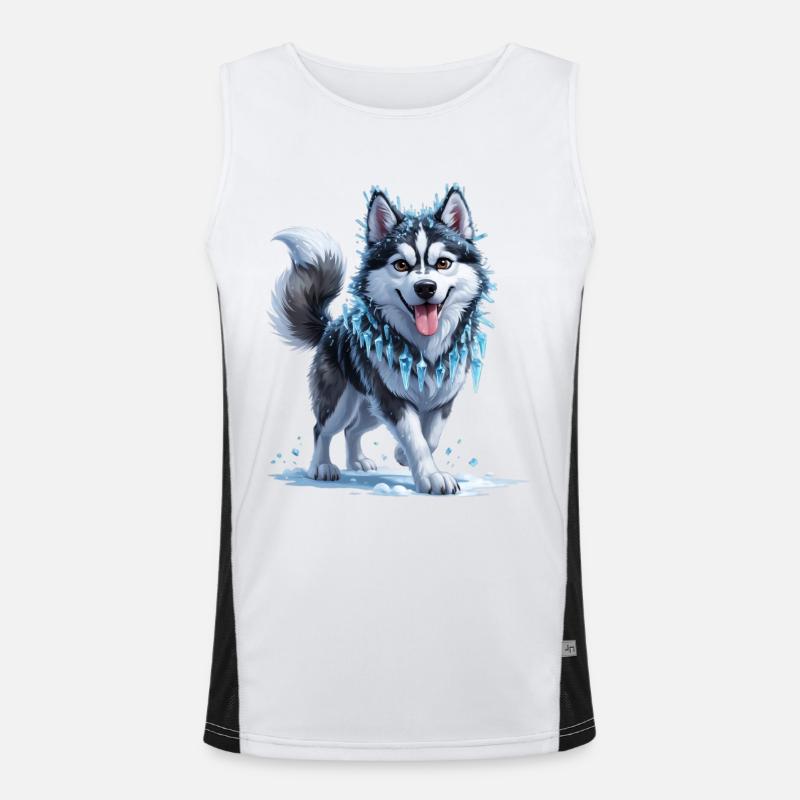 Eis Husky mit Eiskristallkette Funktionelles Kontrast-Tank Top für Männer 