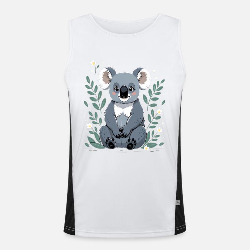 Small koala in a leaf frame Men's Functional Contrast Tank Top 