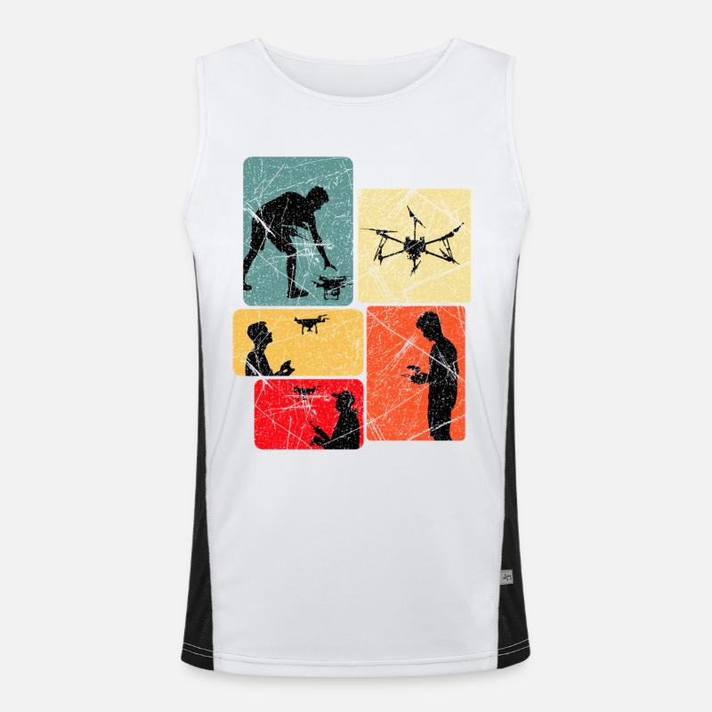 Drones Flying Saying Gift Idea - Men's Functional Contrast Tank Top  - white/black
