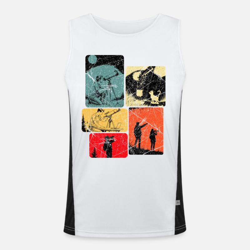 Solar System, Telescope, Stargazing Men's Functional Contrast Tank Top 