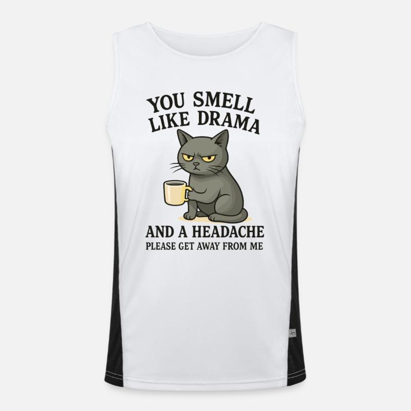 Chat sinistre avec un dicton de café Débardeur respirant contrasté Homme 